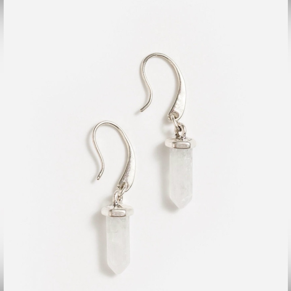JOHNNY WAS Crystal Drop Earrings CJ77225-2 Silver Clear Quartz Boho